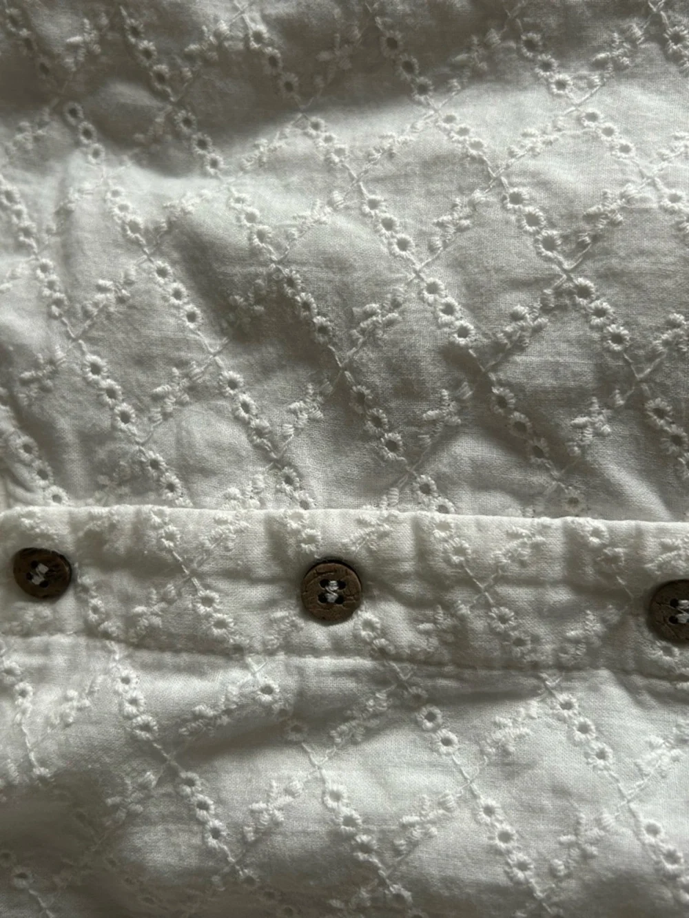 Neuflora White Eyelet Button-Front Peasant Blouse - Picture 4 of 4